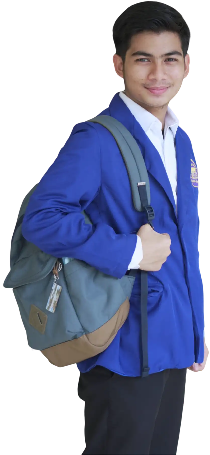 Mahasiswa Institut Muslim Cendekia mengenakan jas almamater biru
